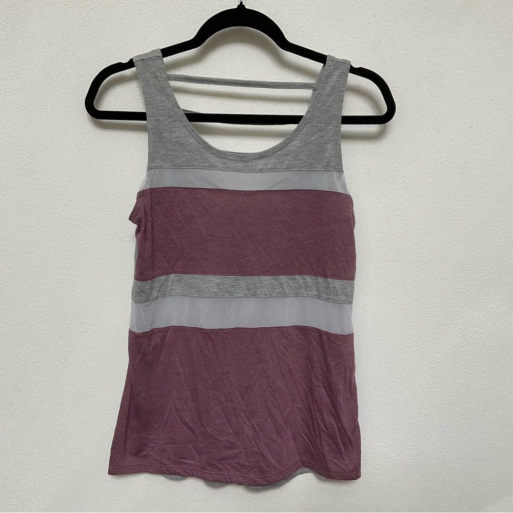 RBX Maroon, Grey Striped Strappy Back Workout Tank Size Small Gym Athletic